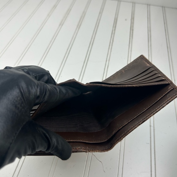 Gucci Vintage Brown Leather Canvas GG Bifold Wallet - Picture 7 of 9